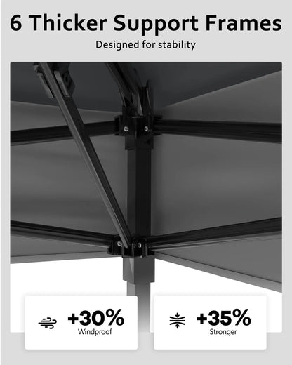 Tente à baldaquin 12x12 pieds, gazebo pop-up à installation rapide avec 4 sacs de sable pour fêtes et barbecues en extérieur, moustiquaire et hauteur réglable - Gris