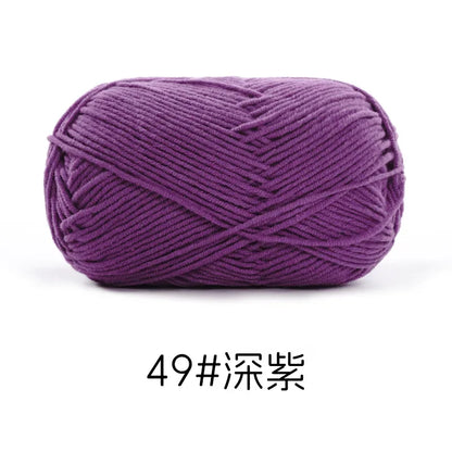 Pelote de Fil de Coton de Lait Peigné à 4 Brins, Laine Douce pour Crocheter et Tisser à la Main, 50g Chacun. 120M)