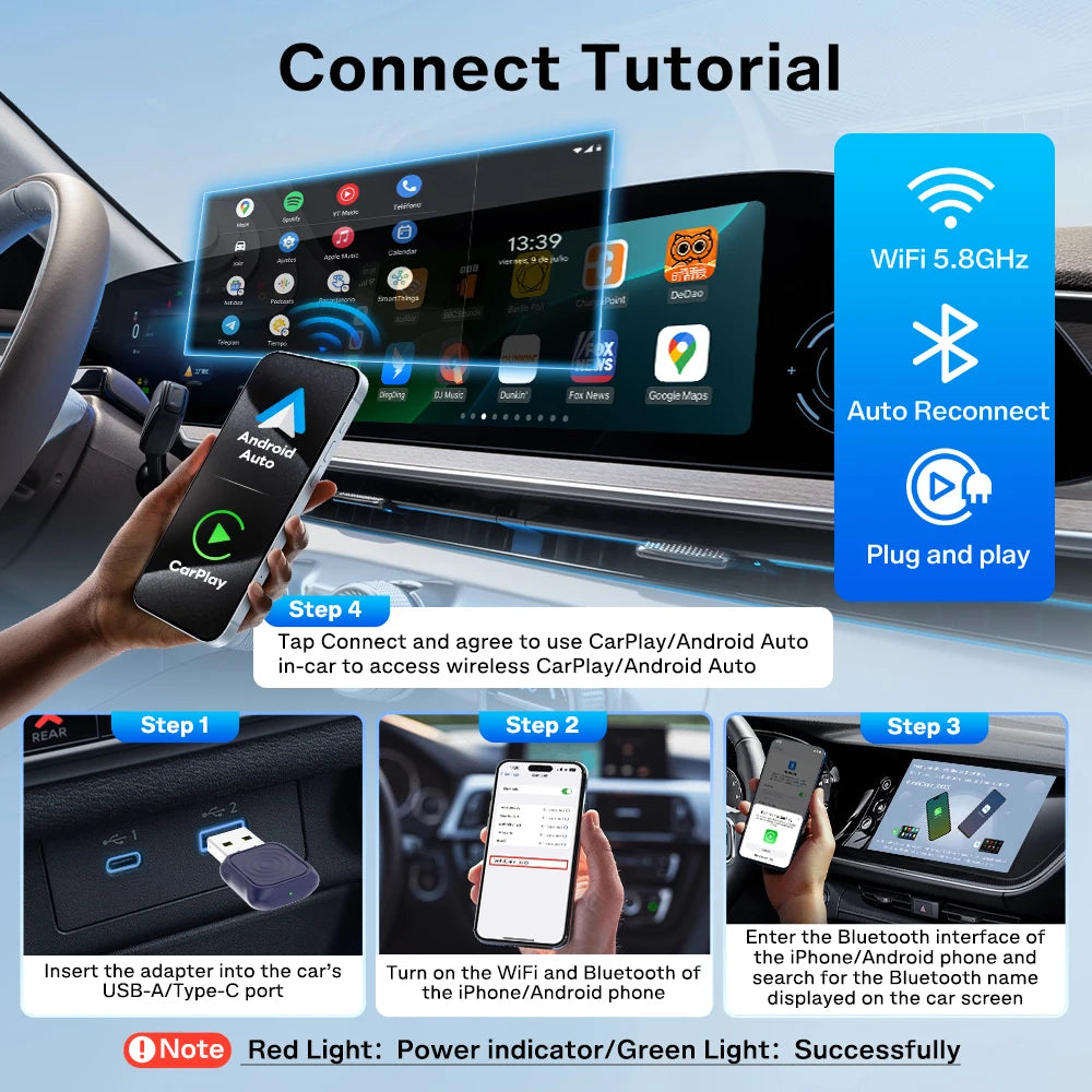 2 en 1 CarlinKit 5.0 Ultra sans fil CarPlay Android Auto adaptateur 2026 nouveau boîtier sans fil Wifi 5G pour voiture avec CarPlay filaire IOS26