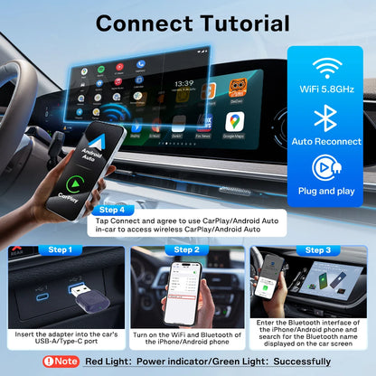2 en 1 CarlinKit 5.0 Ultra sans fil CarPlay Android Auto adaptateur 2026 nouveau boîtier sans fil Wifi 5G pour voiture avec CarPlay filaire IOS26