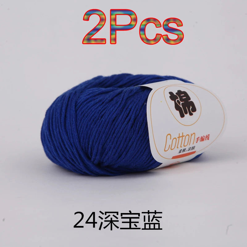 Fil à tricoter doux 100% coton, 2 pièces, fil au Crochet pour tricot, pull, couverture, gants, chapeau, écharpe, crochet, sac amigurumi, pantoufle