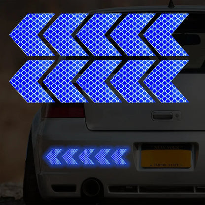 Autocollant réfléchissant en forme de flèche pour voiture, 10 pièces/ensemble, bande d'avertissement de sécurité pour pare-chocs de voiture, réflecteur de coffre, bande de danger, style de voiture