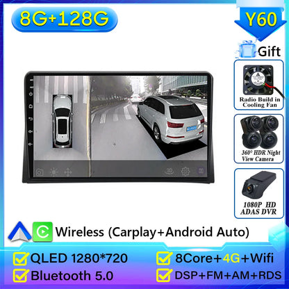 Pour Volkswagen Multivan T5 2003 2004 -2015 autoradio Carplay Navigation GPS Android Auto Android 15 affichage stéréo No 2din WiFi