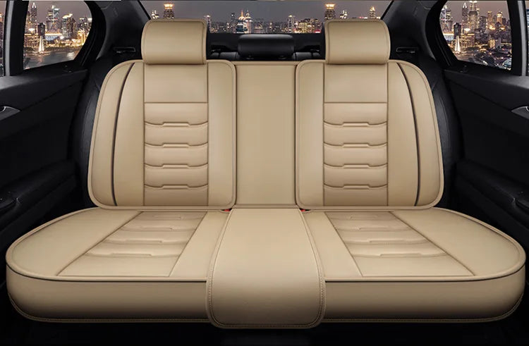 Housse de siège de voiture universelle fendue, entièrement entourée, respirante, confortable, de luxe, en cuir, coussin de siège de voiture, housse de siège complète