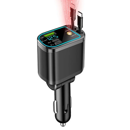 Chargeur de voiture rétractable 5 en 1, USB Type C PD, adaptateur allume-cigare, affichage de la tension, pour iPhone Xiaomi Huawei