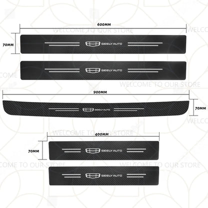 Autocollants de coffre en Fiber de carbone, 4/5 pièces, pour voiture Geely Zeekr LYNK & CO Azkarra Monjaro Atlas Pro Coolray Tugella, décor de seuil de porte