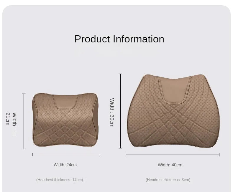 Ensemble d'oreillers pour appui-tête de voiture, couture en cuir, Support de taille lombaire, mousse à mémoire de forme, coussin de protection du cou, accessoires, nouvelle collection