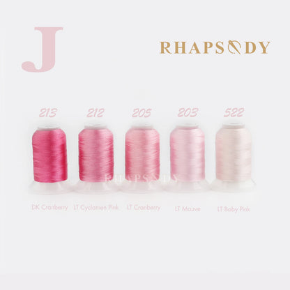 خيط تطريز بوليستر Rhapsody 40WT للماكينة 550 ياردة 60 لونًا Brother Babylock Janome Singer Pfaff Husqvarna Bernina للخياطة
