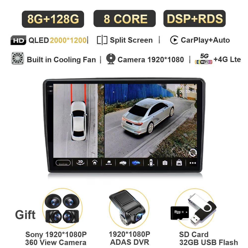 Autoradio Android 15 Carplay pour citroën C5 2 2008 2009 - 2017, lecteur multimédia GPS de Navigation, WiFi + 4G stéréo, vidéo DSP automatique BT