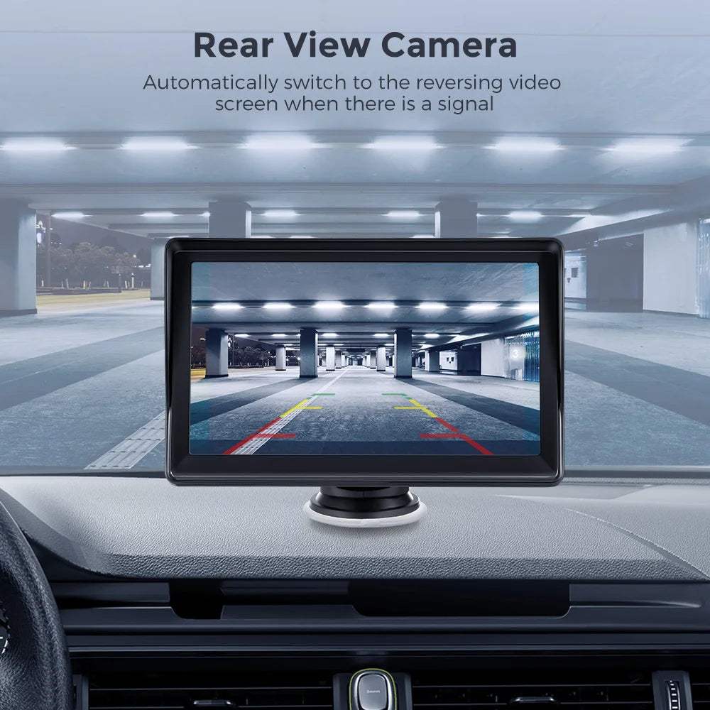 Autoradio sans fil portable avec caméra de recul FM, lecteur vidéo, Android Auto, écran tactile universel, limitation, 7