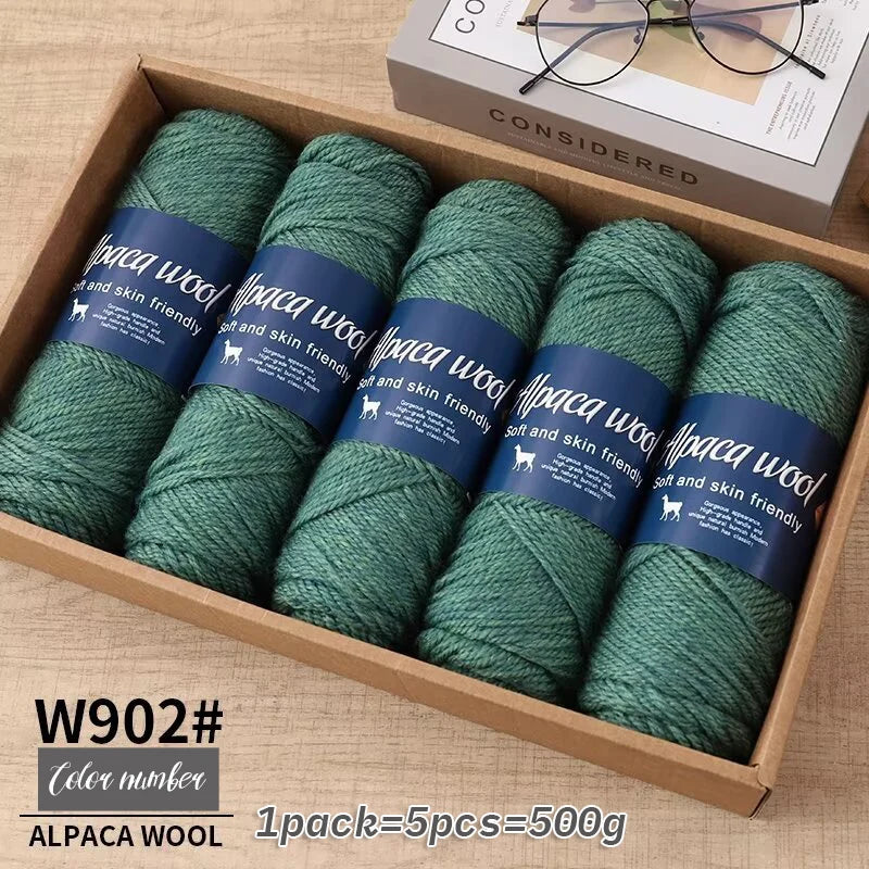 Fil de laine d'alpaga 500g, fil grossier, tissé à la main pour fabriquer des pulls chauds et à la mode, coupe-vent, vestes, foulards, chapeaux, fils