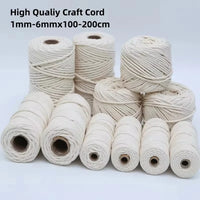 Macramé en ULde coton pour bricolage, artisanat, cintres de plantes, Noël et mariage, 1mm, 2mm, 3mm, 4mm, 5mm, 6mm, 109 verges, 218 verges