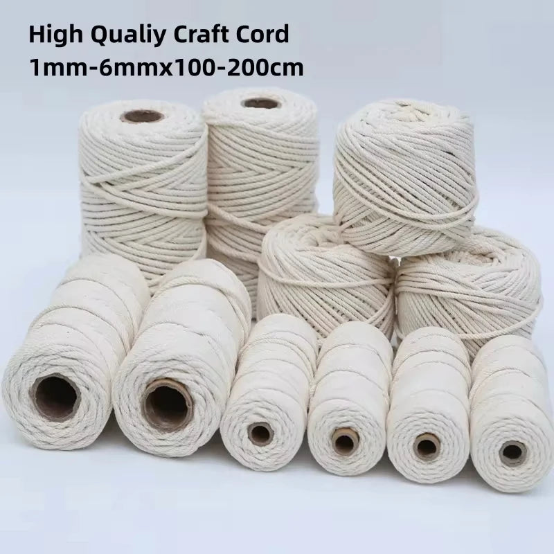Macramé en ULde coton pour bricolage, artisanat, cintres de plantes, Noël et mariage, 1mm, 2mm, 3mm, 4mm, 5mm, 6mm, 109 verges, 218 verges