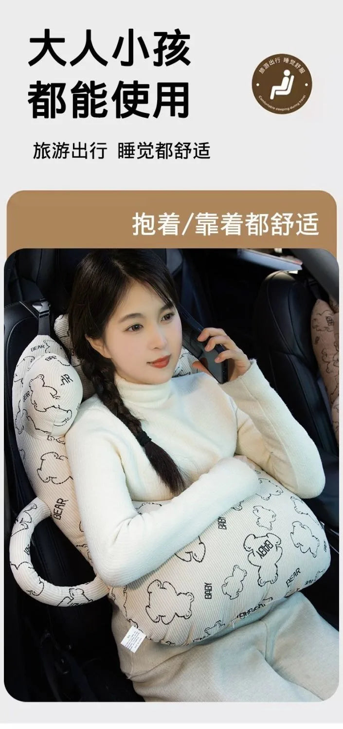 Ceinture de sécurité de voiture pour enfants, dispositif de couchage de voiture haut de gamme, oreiller de siège arrière pour les promenades longue distance, oreiller fixe pour bébé