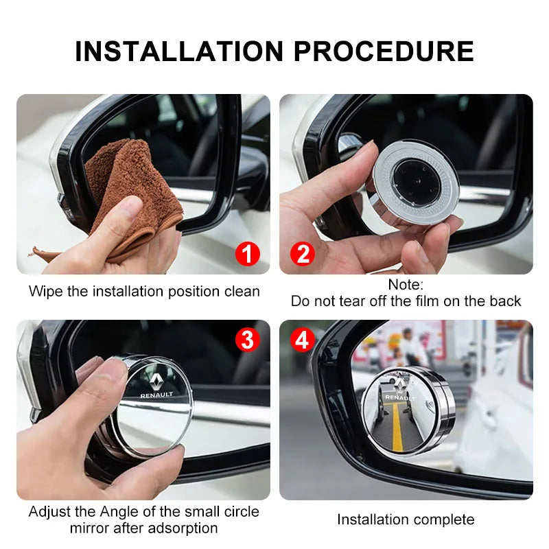 Rétroviseur auxiliaire réglable à 360 degrés pour voiture, 2 pièces, pour Renault Koleos Clio Laguna 2 Megane 2 3 Duster Logan