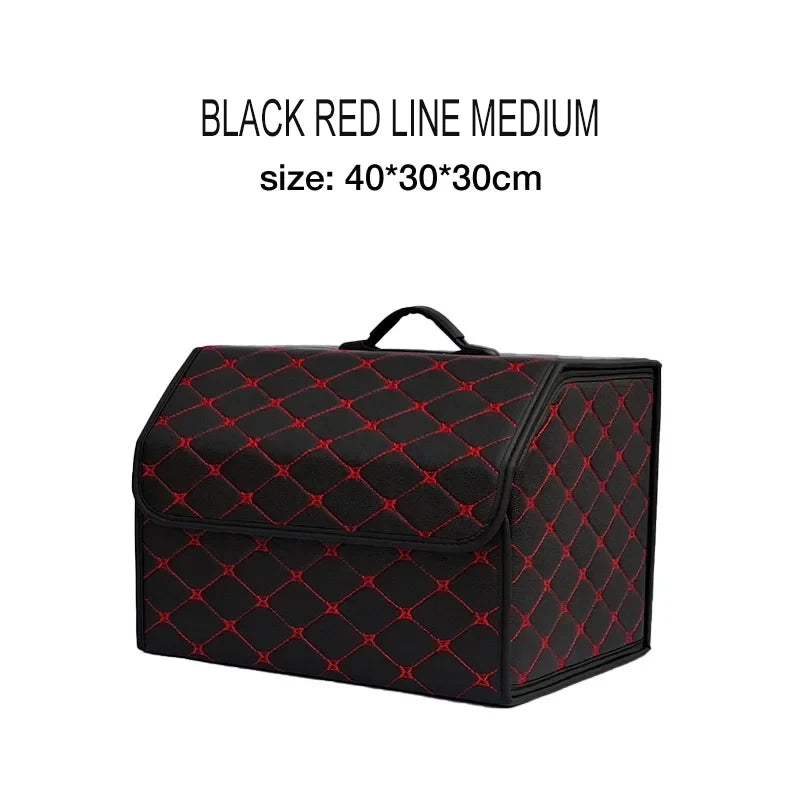 Boîte de rangement de coffre de voiture, grande capacité, sac de rangement d'outils multi-usage automobile, rangement pliable en cuir pour boîte de rangement d'urgence