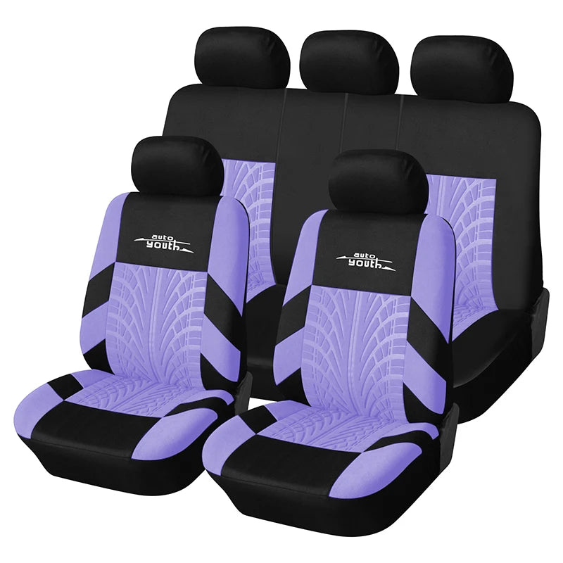 AU-UTH-Ensemble de Housses de Siège de Voiture Brodées, Protection Universelle Adaptée à la Plupart des Voitures, avec un Style Track Tatif