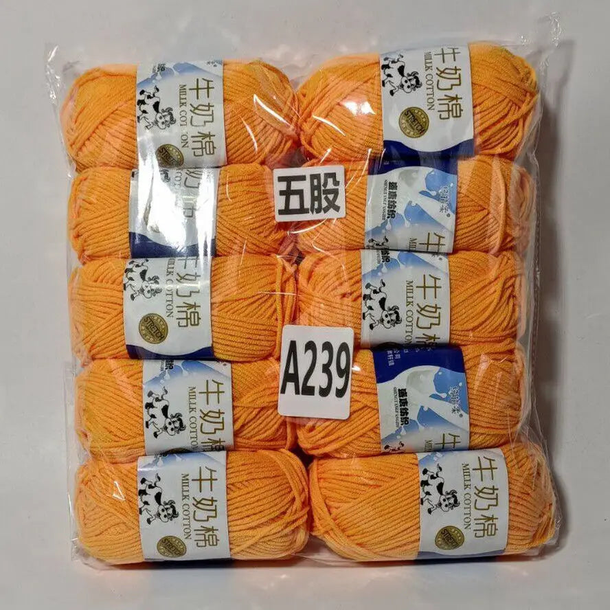 Fil de coton au lait de couleurs mélangées, 10 pièces, 500g, 5 plis, ensemble de fils au Crochet doux, fleurs tricotées à la main, fils peignés artisanaux au Crochet
