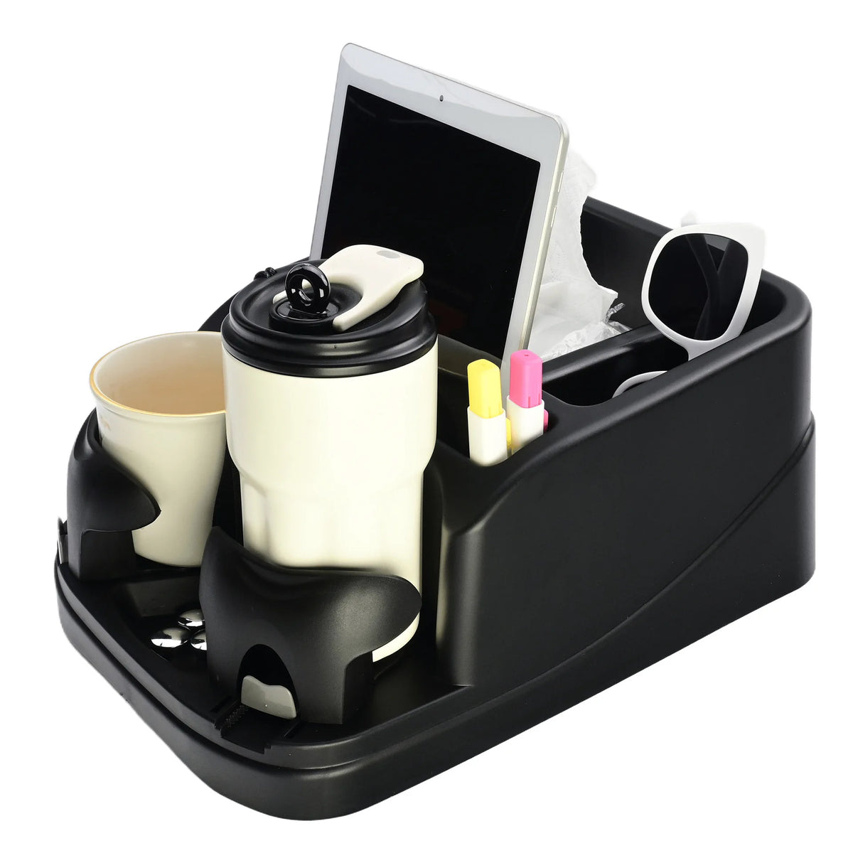 Boîte de rangement pour accoudoir de console de voiture, organisateur de compartiment de siège de voiture avec 2 porte-gobelets réglables pour camions, pour le rangement et l'organisation
