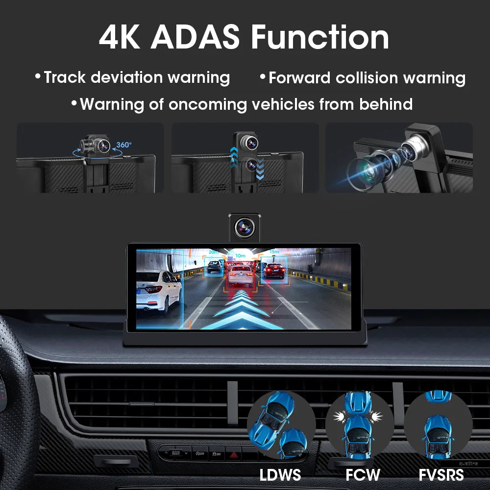 10.26 ''4K ADAS Dashcam voiture DVR Android Auto Carplay écran automobile système Intelligent enregistreur vidéo moniteur caméra de recul