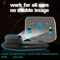 C1 Projection de Navigation de voiture HUD affichage tête haute OBD2 + GPS projecteur de voiture compteur de vitesse/température de l'eau/tension/alarme tr/min