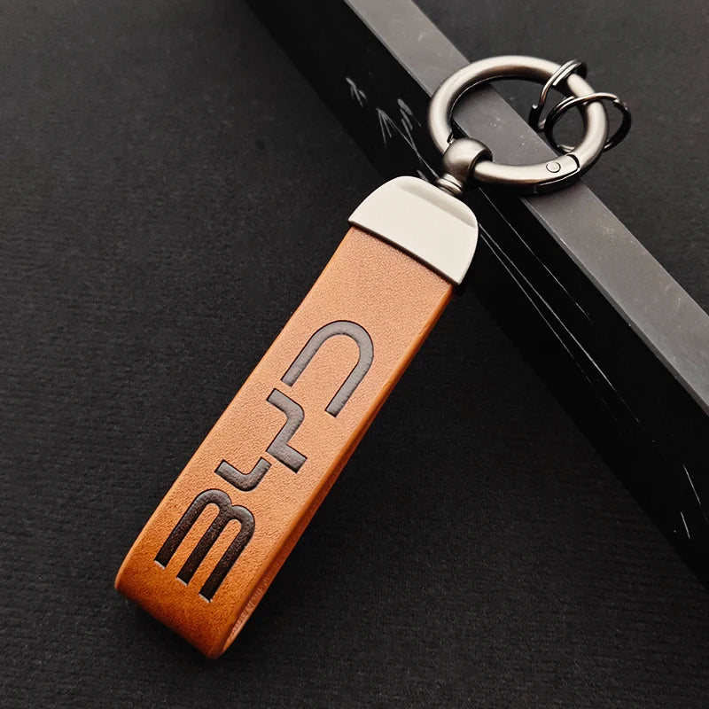 Porte-clés de voiture en cuir de luxe, Logo BYD, meilleur cadeau, accessoires automobiles, 2025