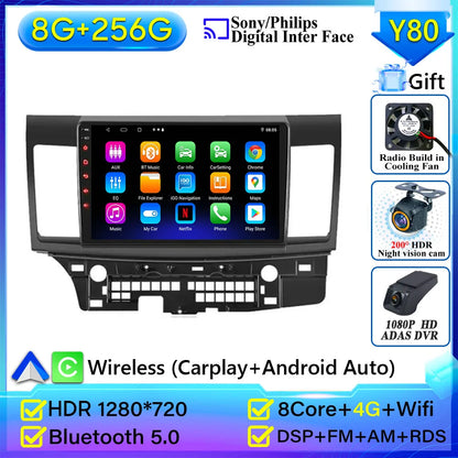 Autoradio Android 14 pour Mitsubishi Lancer 10 CY 2007-2017 Android 15 Navigation GPS Android Auto stéréo Carplay écran No 2din