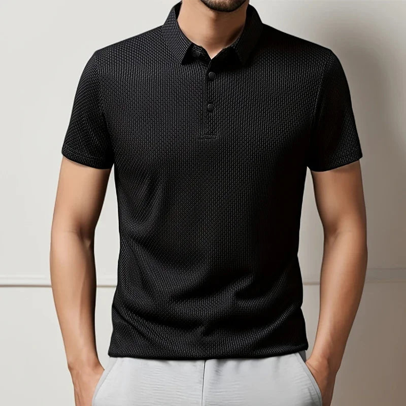 2025 hommes d'affaires décontracté à manches courtes fleur d'os couleur unie POLO mode respirant confortable été polyvalent haut