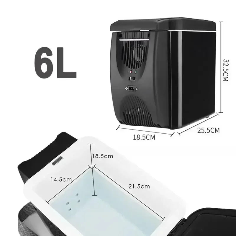Réfrigérateur de voiture portable, mini réfrigérateur, congélateur, 12V DC, réfrigérateur enfichable, réfrigérateur 6L, refroidisseur thermoélectrique pour fruits