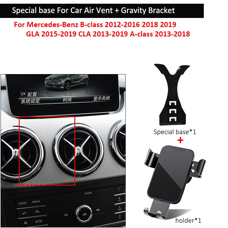 Support de téléphone portable de voiture pour Mercedes-Benz, base de montage spéciale pour grille d'aération, B200, B260, B, 180, B Classe A, GLA, CLA