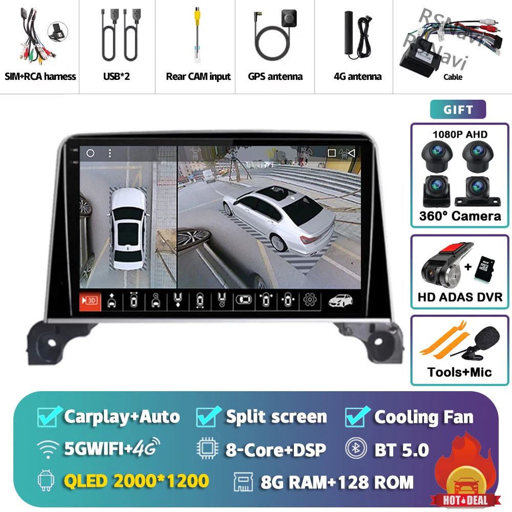 Android 15 Carplay Auto 2K écran autoradio multimédia lecteur vidéo pour Peugeot 5008 4008 3008 2017 - 2020 2din Autoradio stéréo