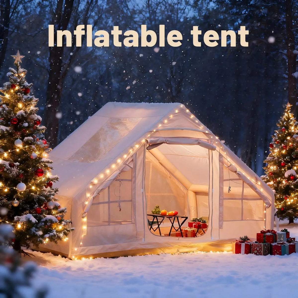 Tente de camping gonflable PAKICETUS pour 4 à 8 personnes avec fenêtres, tente de camping portable résistante à l'eau