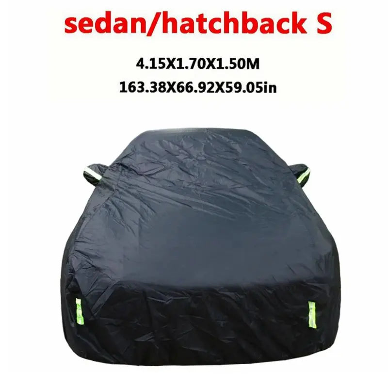 Universal SUV/Sedan Full Car Covers Outdoor Sun Snow Protection UV Car Zipper Design Black Car Case Cover S-XXL