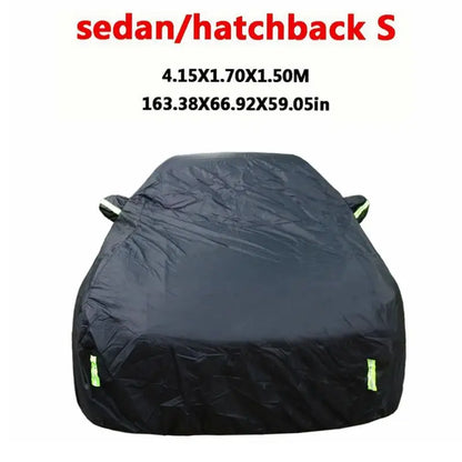 Universal SUV/Sedan Full Car Covers Outdoor Sun Snow Protection UV Car Zipper Design Black Car Case Cover S-XXL