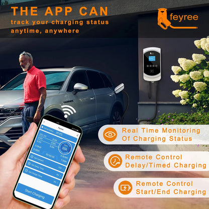 Fey123 EV Chargeur 32A 22KW 3Phase 11KW 16A Chargeur de Voiture Électrique EVSE Wallbox 7.6KW 32A Vope2 Câble Prise IEC62196-2 Andrea Control