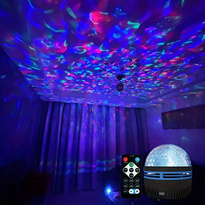 Projecteur LED Ciel Étoilé RGB Galaxie Lampe d'Ambiance Projection Noël Halloween Télécommande 7 Couleurs Rotation Automatique Maison