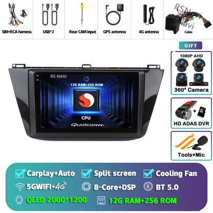 Android 15 Carplay Auto 2K écran autoradio lecteur multimédia pour Volkswagen Tiguan 2 Mk 2016 2017-2019 2 din Autoradio stéréo