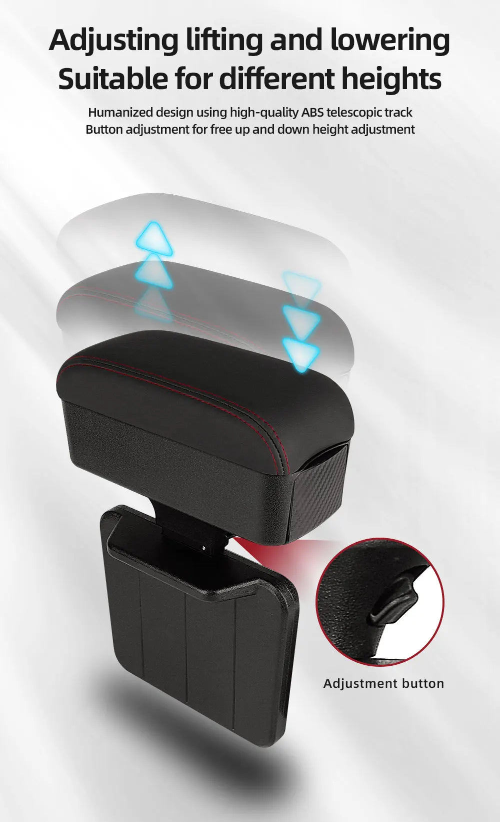 Organisateur de stockage d'espace de Console centrale de voiture réglable en hauteur avec plateau relevable Support de coude accoudoir pour SUV berline