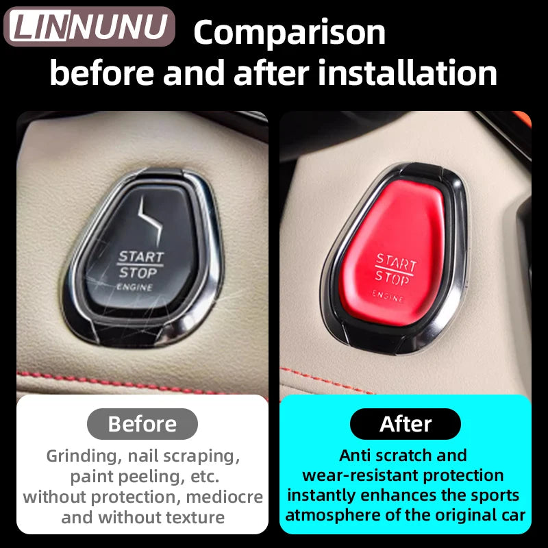 LINNUNU couvercle de bouton de moteur de voiture pour Lynk & Co 01 05 Lingke auto moteur allumage démarrage arrêt interrupteur bouton poussoir décoratif autocollant