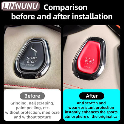 LINNUNU couvercle de bouton de moteur de voiture pour Lynk & Co 01 05 Lingke auto moteur allumage démarrage arrêt interrupteur bouton poussoir décoratif autocollant