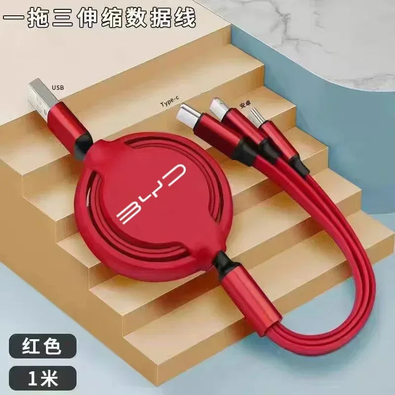 Câble de données à charge rapide, 100W, multifonctionnel, 3 en 1, BYD M6 G3 G5 T3 13 F3 F0 Dock S7 E5 E6 L3, Tang Yuan ATTO3 Song