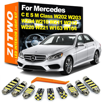 ZITWO Kit d'éclairage intérieur LED pour Mercedes Benz MB C E S M classe W202 W203 S203 W204 S204 W210 W211 S211 W212 S212 W220 W221 W164