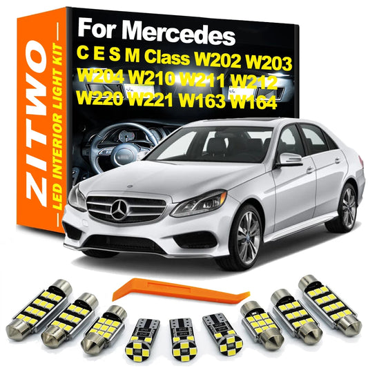 ZITWO Kit d'éclairage intérieur LED pour Mercedes Benz MB C E S M classe W202 W203 S203 W204 S204 W210 W211 S211 W212 S212 W220 W221 W164