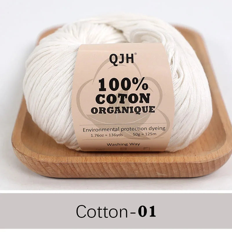 QJH 100% fil de coton, fil de poids de Sport pour bébé en coton, fil Amigurumi, fil doux d'été, fil au Crochet/à tricoter-6 pièces