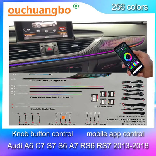 Ouchuangbo lumière ambiante pour A6 C7 S7 S6 A7 RS6 RS7 2013-2018 rétro-éclairage environnemental Kit de lampe d'ambiance symphonie 256 couleurs