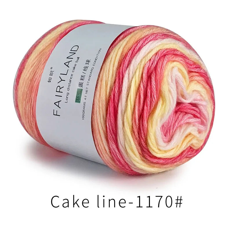 Fil à gâteau dégradé pour tricoter à la main, fil coloré au Crochet, Section moyenne et épaisse, fil arc-en-ciel en laine de coton teint, 100 g/pièce