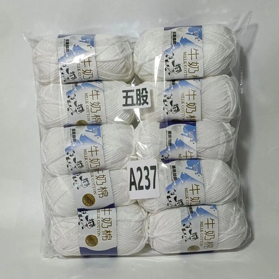 Fil de coton au lait de couleurs mélangées, 10 pièces, 500g, 5 plis, ensemble de fils au Crochet doux, fleurs tricotées à la main, fils peignés artisanaux au Crochet