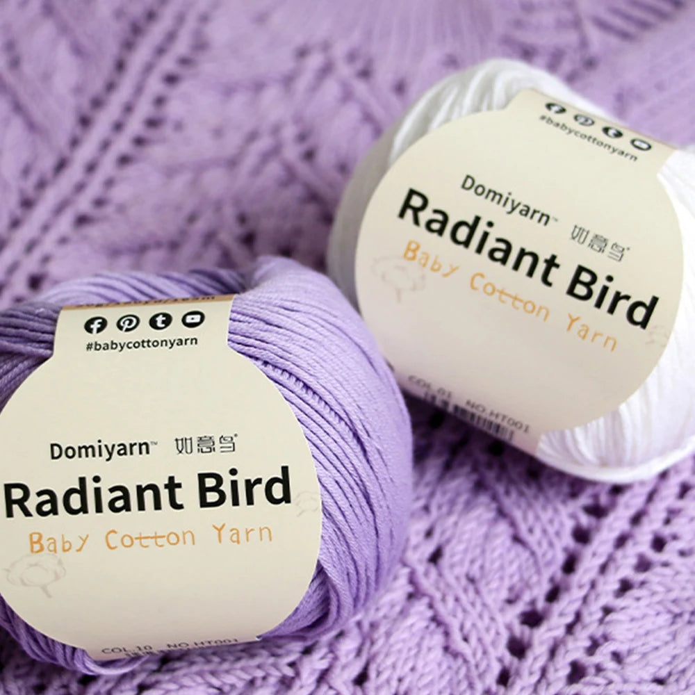 Fil de coton pur 100% biologique, fil pour bébé 50g pour tricoter, crochet et artisanat, crochet tissé à la main, pull, chapeau, fil d'écharpe
