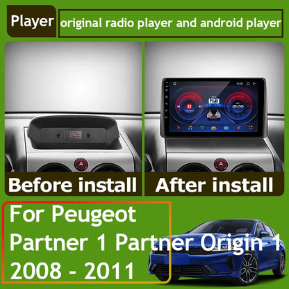 Autoradio Carplay pour Peugeot Partner 1 2002-2008 Partner origine 1 2008-2011 GPS Android Auto lecteur multimédia stéréo No 2din