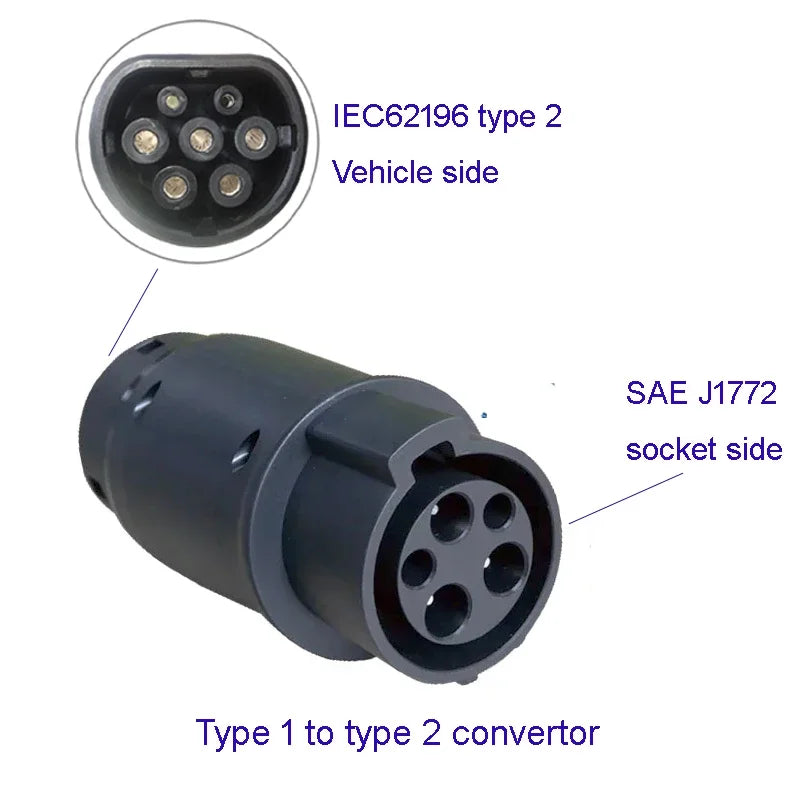 Adaptateur baril Type 2 adaptateur Type 1 connecteur véhicule voitures électriques charge 32A EV connecteur de chargeur